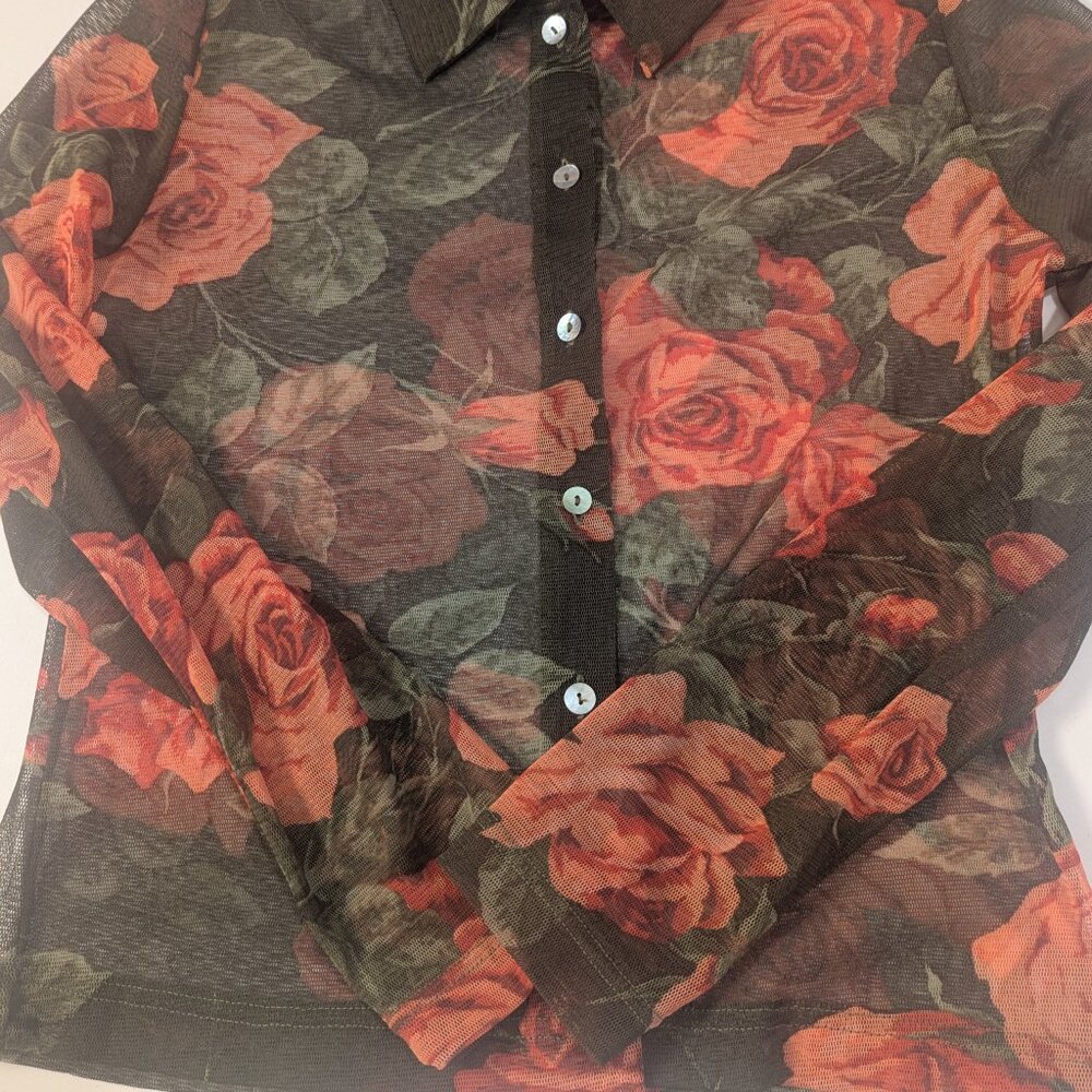 Leaving May 1st! Y2K/90s Flashback - Mesh Floral Shirt